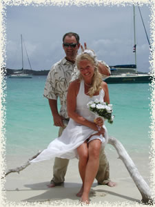 wedding couple at Honeymoon Beach St.  John