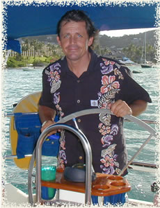 Caribbean Captain Jim at the helm