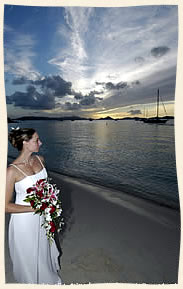 bride looking out to the Caribbean Sea