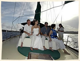 wedding party under sail