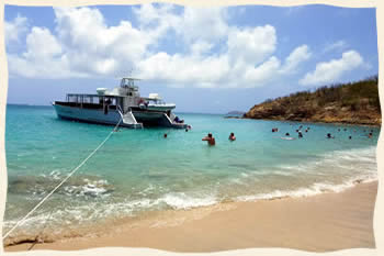 Wedding couple bow of sailboat Virgin Islands