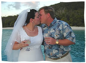 kissy face couple at sea