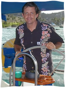 Caribbean Captain Jim at the helm
