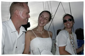 happy faces under sail