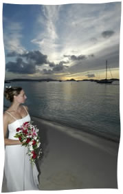 bride looking out to the Caribbean Sea