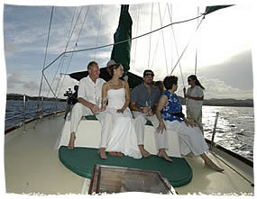 wedding party under sail